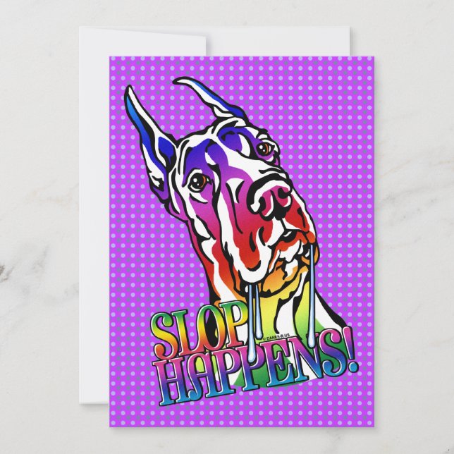 Great Dane Slop Happens Bright Invitation (Front)