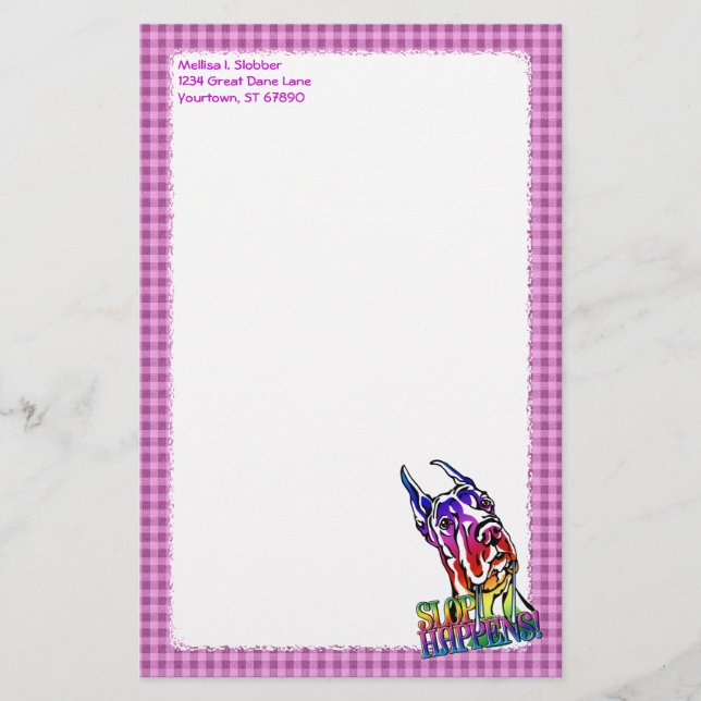 Great Dane Slop Happens Bright Stationery (Front)