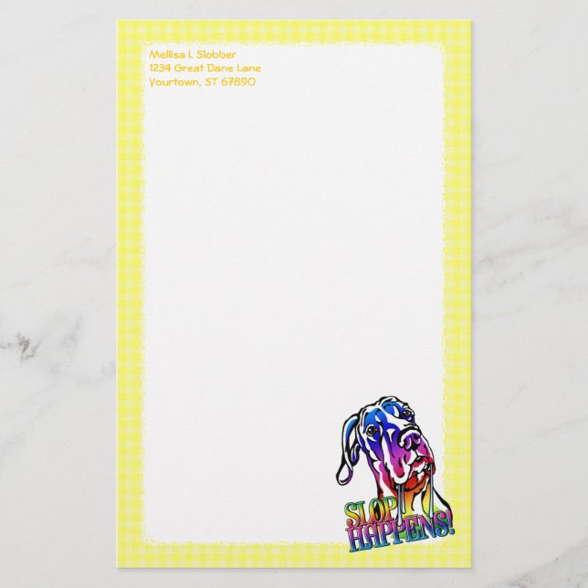 Great Dane Slop Happens Bright UC Stationery (Front)