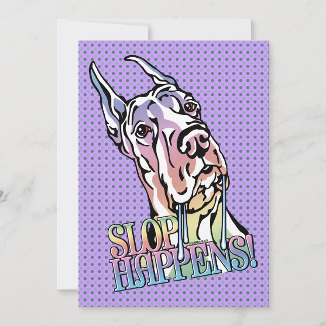 Great Dane Slop Happens Pastel Invitation (Front)