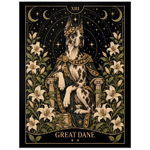 Great Dane, Starlit Tarot Art Postcard