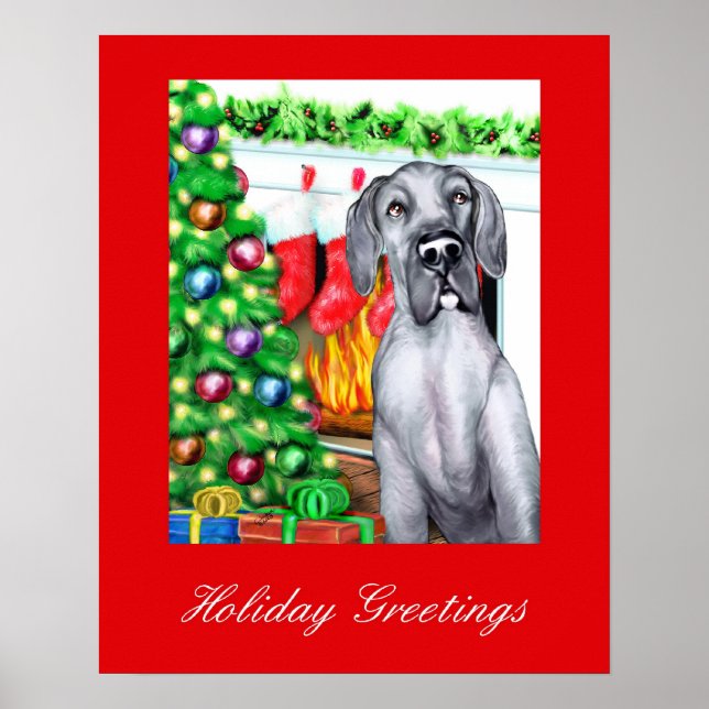Great Dane Stockings Blue UC Poster (Front)