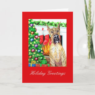 Great Dane Stockings Brindle Holiday Card
