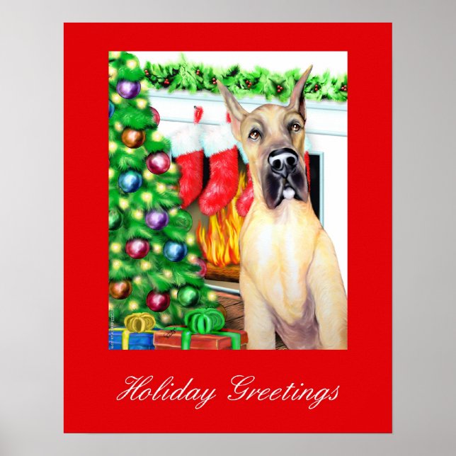 Great Dane Stockings Fawn Poster (Front)