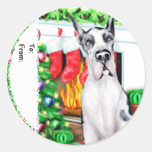 Great Dane Stockings Harlequin Gift Tags