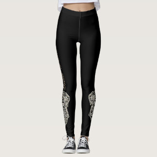Great Dane Sugar Skull Leggings-Natural Ears Leggings
