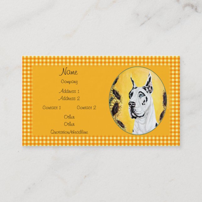Great Dane Sunny Harle Business Cards (Front)