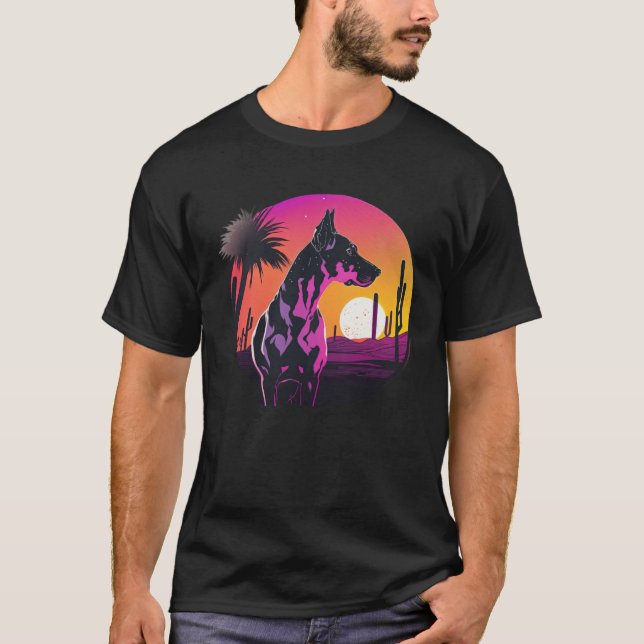 Great Dane Synthwave 80s Retrowave Aesthetic  2 T-Shirt (Front)
