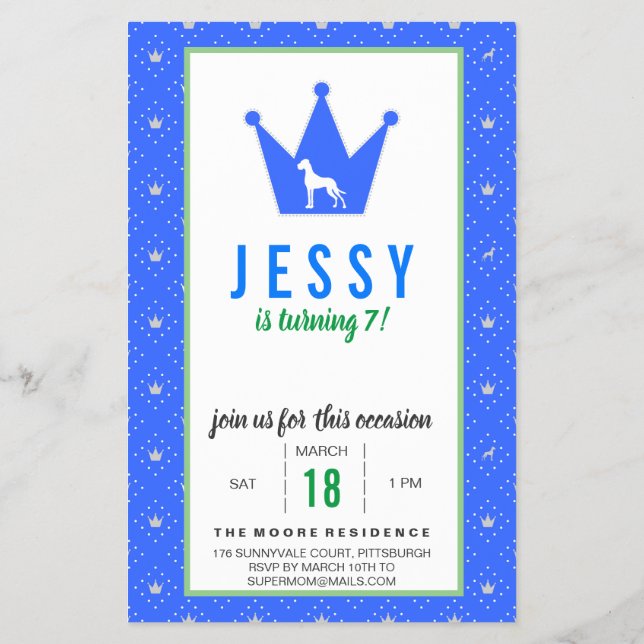 Great Dane Template for a Dog Birthday  Flyer (Back)