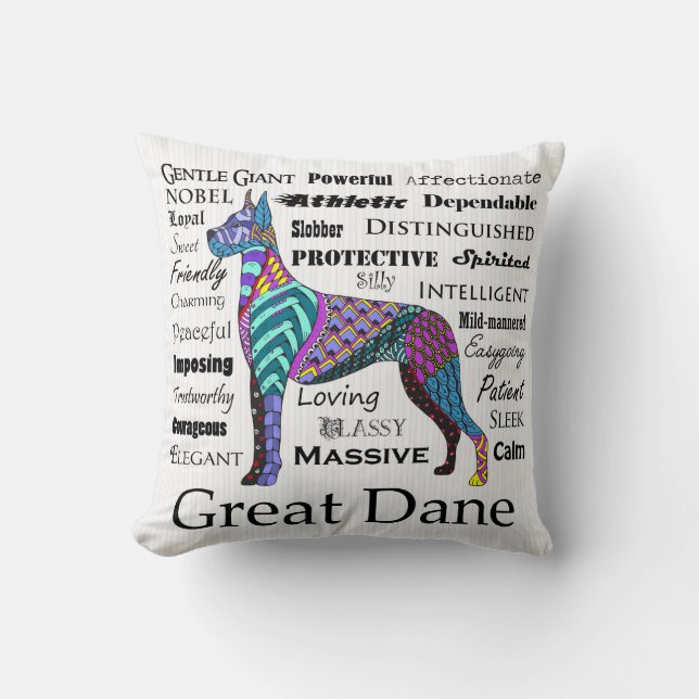 Great Dane Traits Pillow (Front)