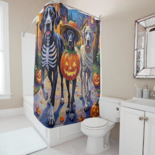 Great Dane Trick-or-Treating Halloween Costumes Shower Curtain