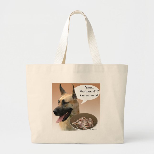 Great Dane Turkey Large Tote Bag (Front)