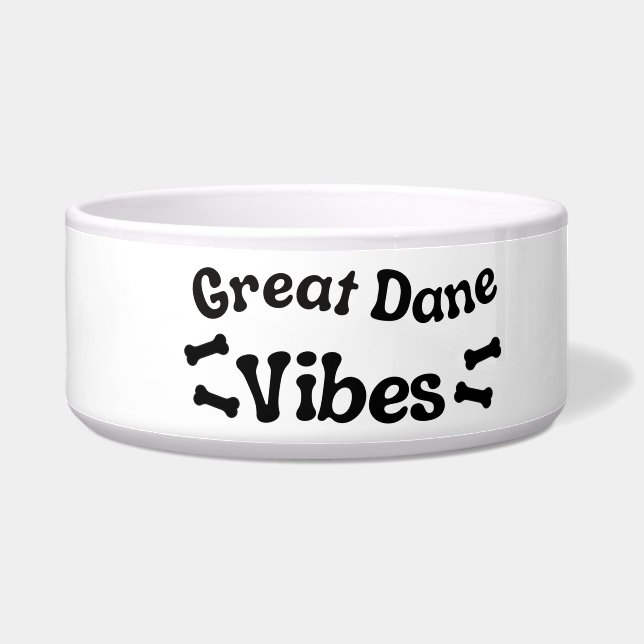 Great Dane Vibes Ceramic Dog Bowl (Left)