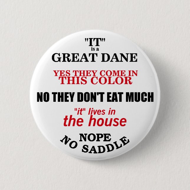 Great Dane Walking Answers 6 Cm Round Badge (Front)