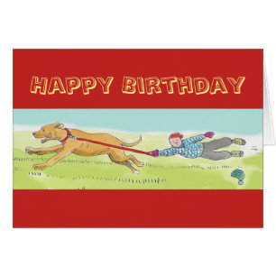 Great Dane walking Birthday dog card