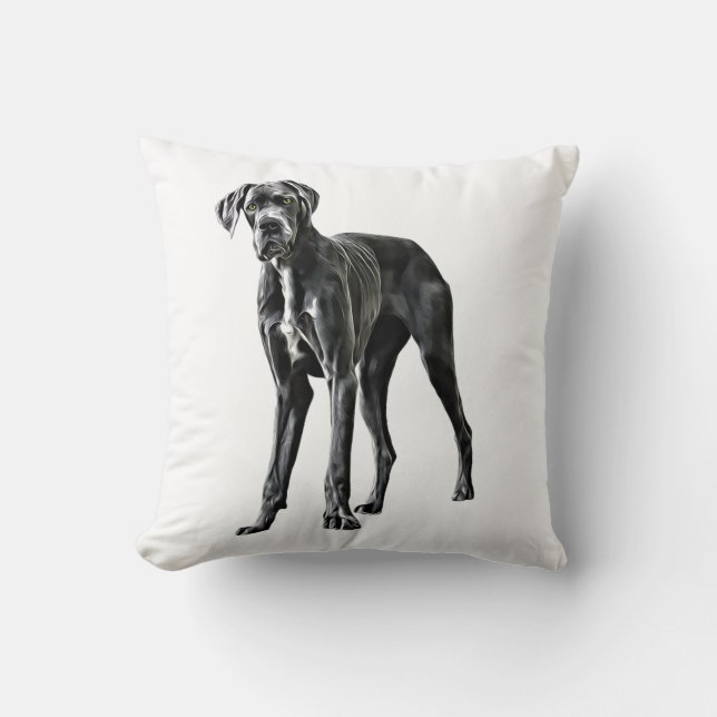 Great Dane Water Colour Art Painting Cushion (Front)