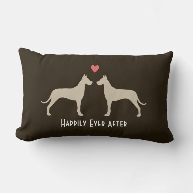 Great Dane Wedding Dogs | Happy Couple Custom Lumbar Cushion (Front)