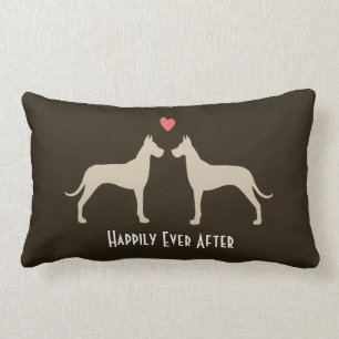 Great Dane Wedding Dogs   Happy Couple Custom Lumbar Cushion