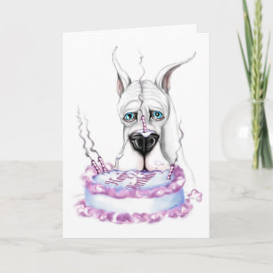 Great Dane White Birthday Cake Card