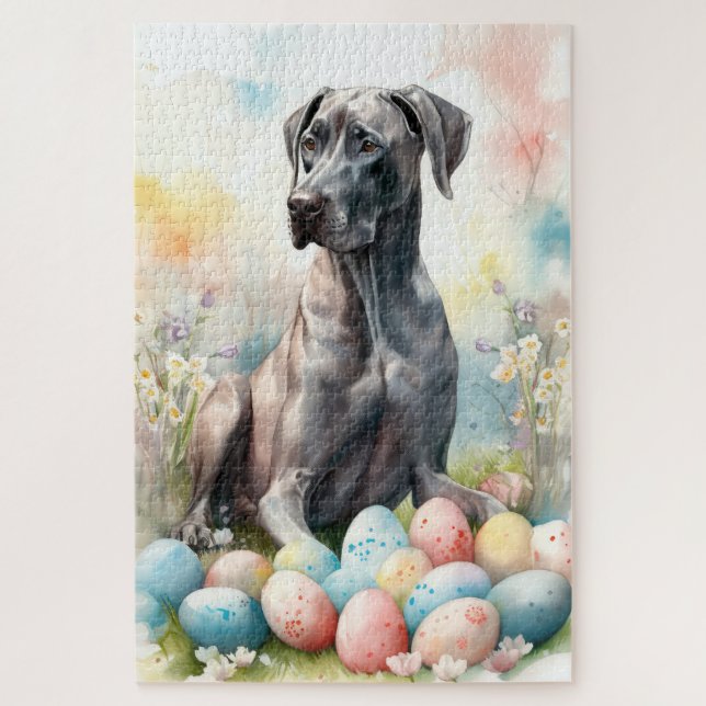 Great Dane with Easter Eggs Jigsaw Puzzle (Vertical)