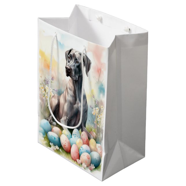 Great Dane with Easter Eggs Medium Gift Bag (Front Angled)