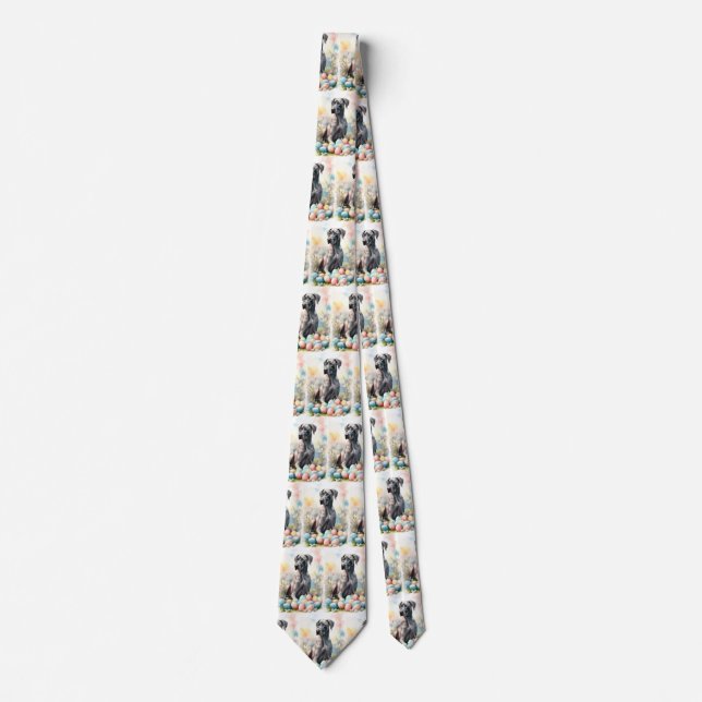 Great Dane with Easter Eggs Tie (Front)