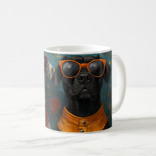 Great Dane With Heart Roses Valentine's Day Coffee Mug