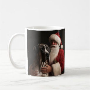 Great Dane With Santa Claus Festive Christmas  Coffee Mug