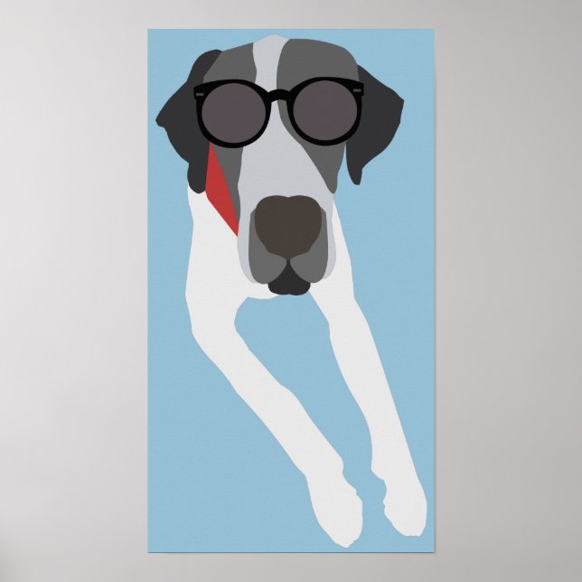 Great dane with sunglasses poster (Front)