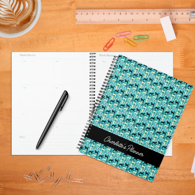 Great Danes Fawn Harlequin Dane Dog Monthly Planner (Great Danes in Teal Customized Planner)