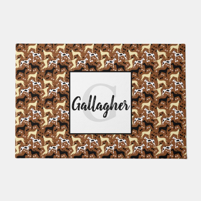 Great Danes Monogram Last Name       Doormat (Front)