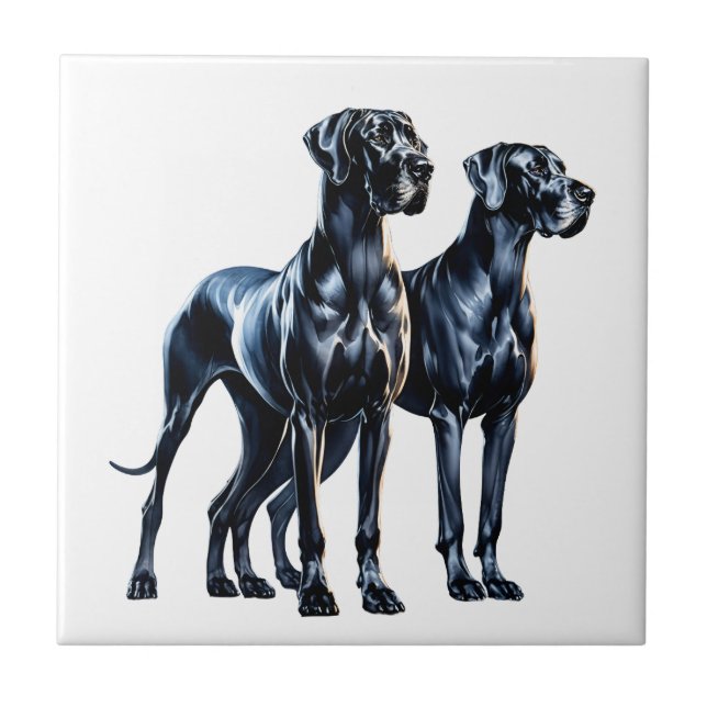 Great Danes Watercolor Ceramic Tile (Front)