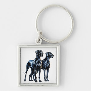 Great Danes Watercolor Key Ring