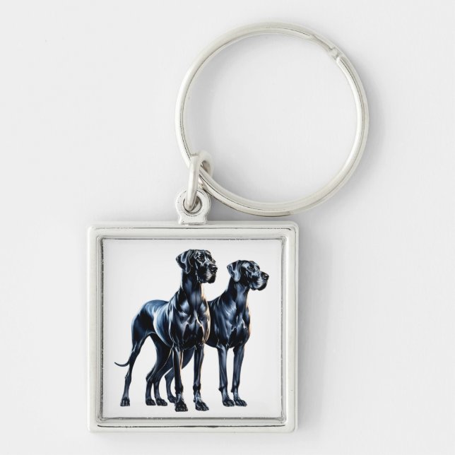 Great Danes Watercolor Key Ring (Front)