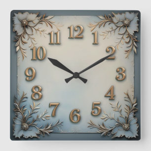 Great Decorative Blue  Square Wall Clock