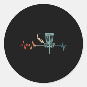 Great Disc Golf Heartbeat Gift Frisbee Classic Round Sticker