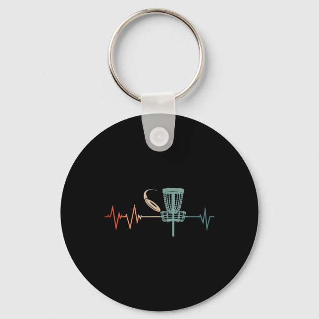 Great Disc Golf Heartbeat Gift Frisbee  Key Ring (Front)