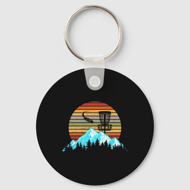 Great Disc Golf With Mountains Motif Gift Frisbee  Key Ring (Front)