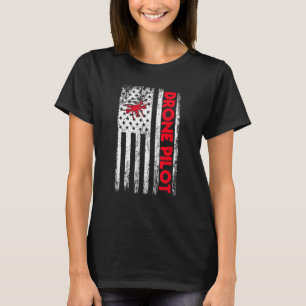 Great Drone Pilot Usa Flag Quadcopter Flying T-Shirt