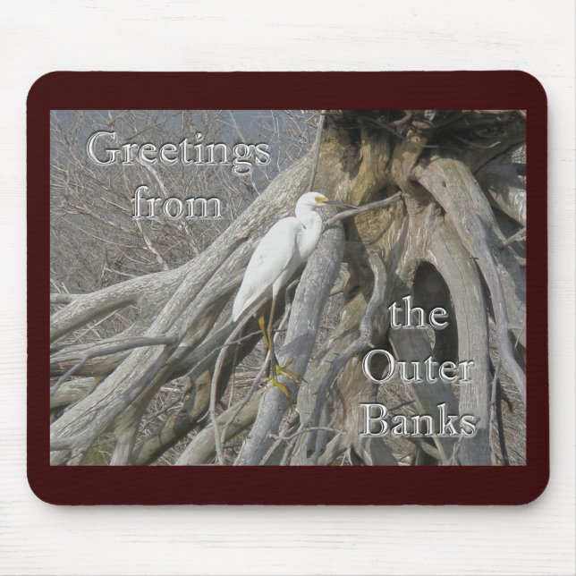 Great Egret (Ardea alba) OBX Outer Banks Mouse Pad (Front)