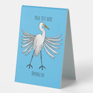 Great egret bird cartoon illustration