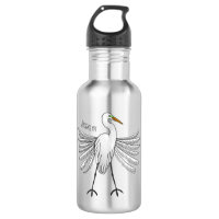 Great egret bird cartoon illustration