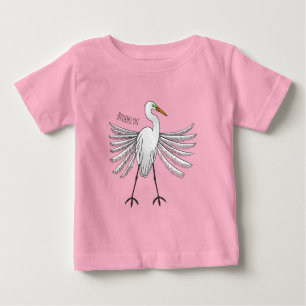 Great egret bird cartoon illustration  baby T-Shirt