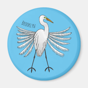 Great egret bird cartoon illustration magnet