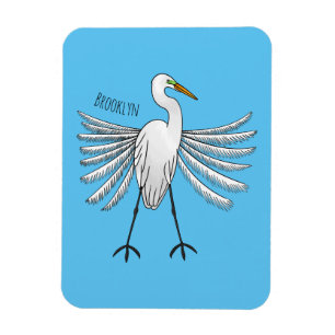 Great egret bird cartoon illustration  magnet
