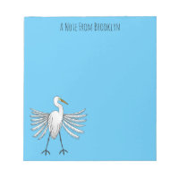 Great egret bird cartoon illustration