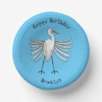 Great egret bird cartoon illustration
