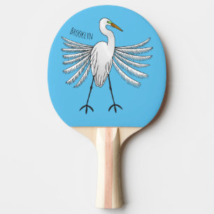 Great egret bird cartoon illustration  ping pong paddle