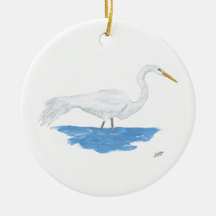 Great Egret Ceramic Ornament