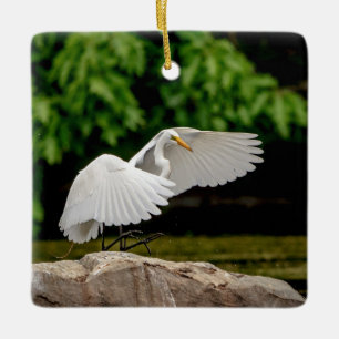 Great Egret Ceramic Ornament